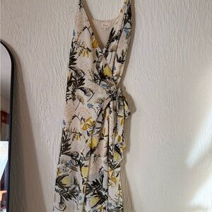 Lena Yellow and Black Floral Maxi Dress